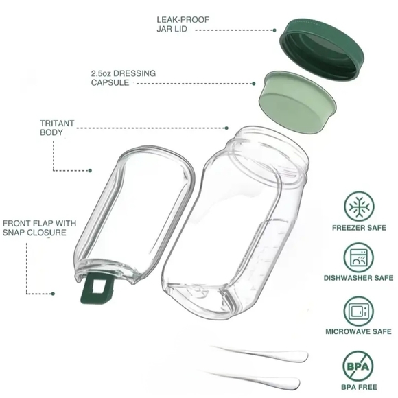 Salad POD with Salad Dressing Cut/ Removable Front Hatch SET OF 2 - Picture 6 of 9